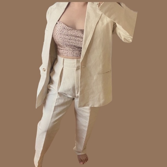 Rachael Wang Oversized oatmeal blazer‎ neutral size Small - Picture 1 of 12